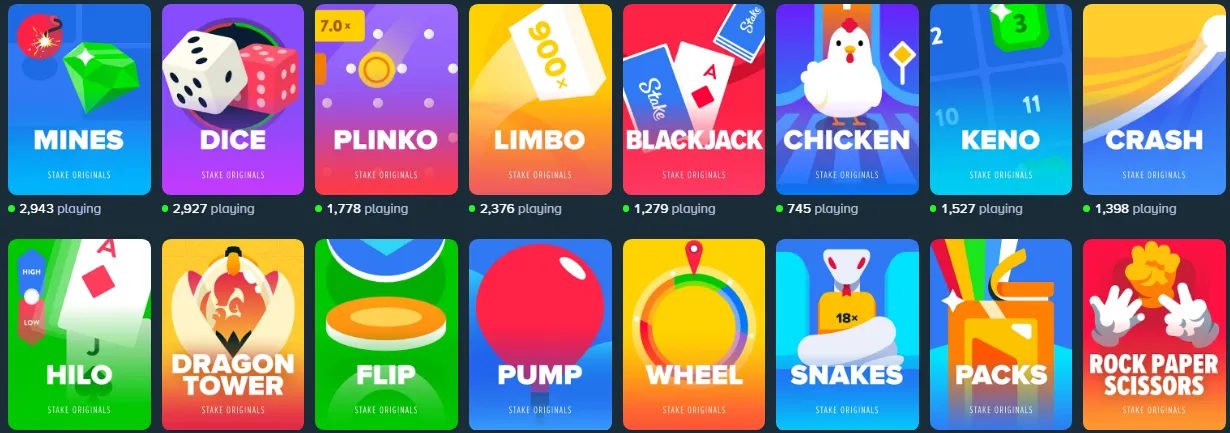 Stake.us Games Overview